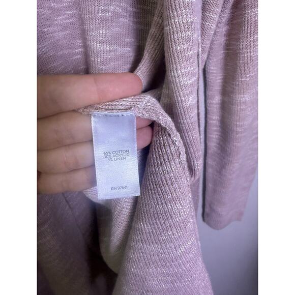 J.Jill Pink Open Front Lightweight Cardigan Sweater Women’s M Cotton Linen Blend - Picture 2 of 4